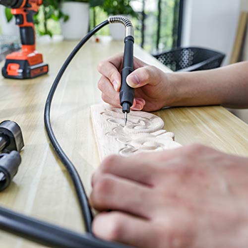 Populo High Performance Rotary Tool Kit with 107 Accessories, 3 Attachments, Variable Speed, Flex Shaft and Universal Collet for Abrasive, Polish, Cutting, Engraving, Drilling and Crafting DIY Project