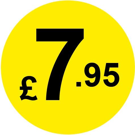Permanent Adhesive - Black & Yellow 30mm Price Stickers/Labels from £5.45 to £17, 200, £7.95 — image 1