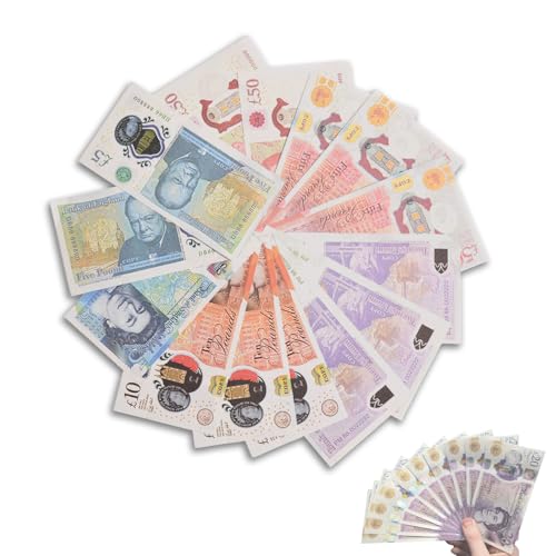 Weilin 100 Pcs Fake Money, Pound Prop Play Money 20 Notes Each of Denominations 5, 10, 20, And 50 for Kids Uk Shop Role Play to Develop Literacy and Math Skills