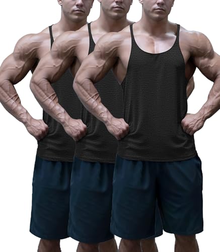 Men's Bodybuilding Stringer Tank Tops Athletic Quick Dry Y-Back Gym Fitness Workout Training Running T-Shirts Tops