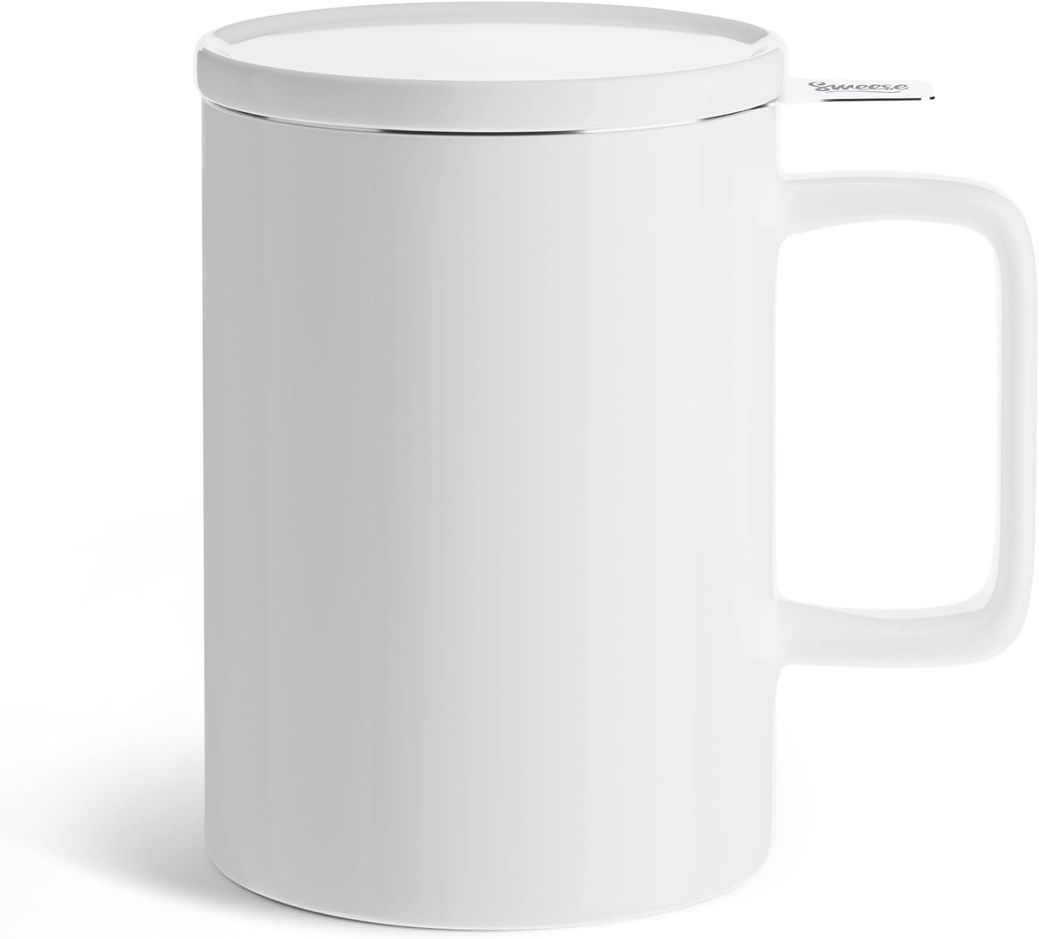 Sweese 206.101 Porcelain Tea Mug with Infuser and Lid - 14 OZ, White