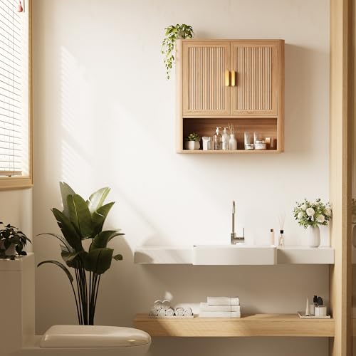 image for INNOD Bathroom Storage Cabinet, Medicine Cabinet with Adjustable Wood 