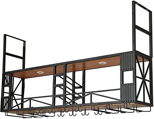 EMISOO Ceiling Wine Rack, Wine Cabinet Bar Decoration Hanger Household Solid Wood Ceiling Cabinet Multi-Functional Display Rack (Size : 100X30X80CM)