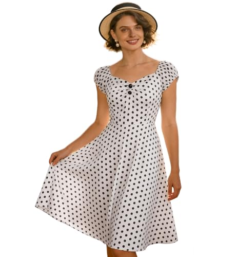 Image of YARN & INK Retro Swing Dresses for Women 1950s Vintage Rockabilly Clothes Pinup Clothing Cocktail Party Dress