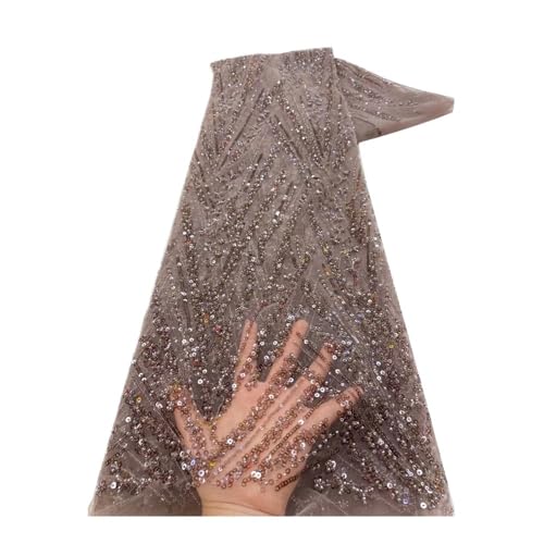 Tissu à paillettes géométriques et tube de perles brodé pour robe de mariée et scène