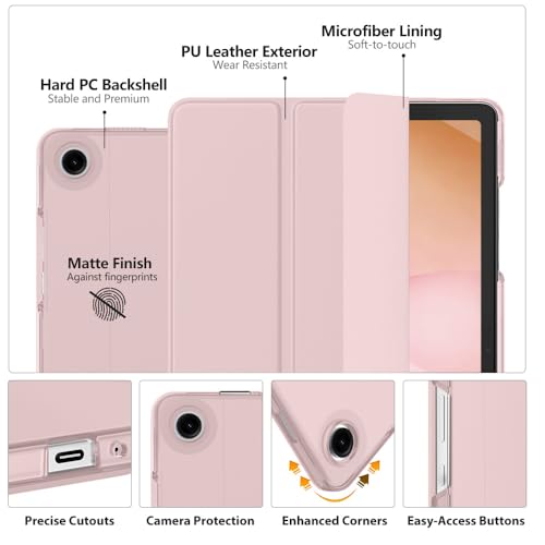 Image of MoKo for Samsung Galaxy Tab A11 Plus / A11+ Case 11 Inch 2026, Galaxy Tab A9 Plus / A9+ Case 11 Inch 2024, Slim Stand Hard PC Translucent Back Shell Smart Cover, Auto Wake /Sleep, Light Pink