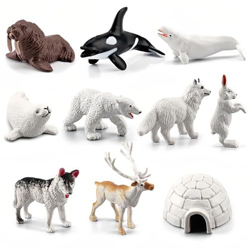 Luckious 10 Pcs Miniature Arctic Animal Models Teaching Settings Easy to Install Durable for Educational Display Realistic Classroom Home Décor Winter Themed Collectible Figurines