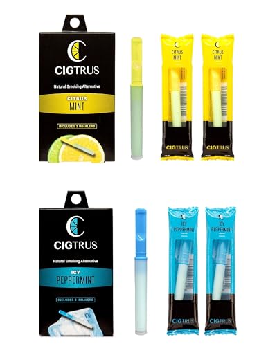 Cigtrus Quit Smoking Inhaler - Natural Refreshing, Smokeless Non Electric Diffuser Pen, No Nicotine or Vape – Menthol ICY Peppermint & Lemon Lime 6pk