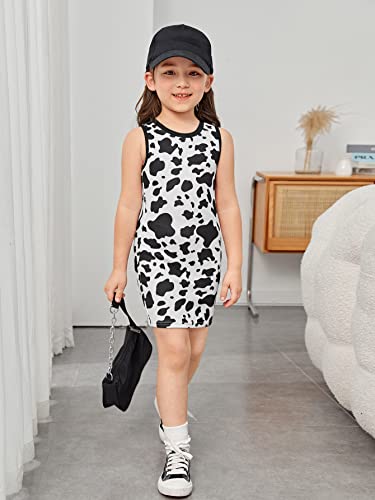 WDIRARA Toddler Girl's Cow Print Sleeveless Cute Tank Dress Summer Pencil Mini Dress4
