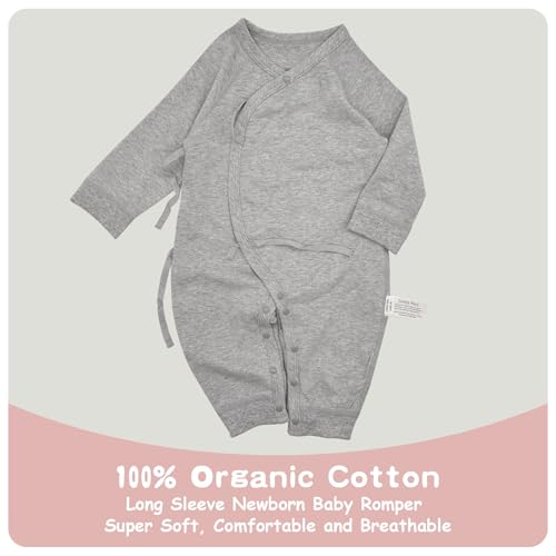 100% Organic Cotton Soft 0-6 Months Baby Romper Jumpsuits for Boys and Girls Unisex Long Sleeve2