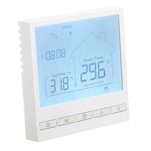 Wengart Thermostat numérique WG902,AC230V 20A, Programmation hebdomadaire, Grand écran LCD, adapté aux systèmes de Chauffage électrique Blanc