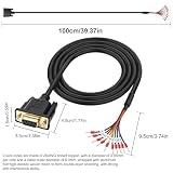MEIRIYFA DB9 RS232 9-pinowy szeregowy przedłużacz, 26AWG RS232 D-SUB wtyczka do Bare Wire z markerem kablowym do kasy, maszyny sterującej, komputera, 1 m (wtyczka DB9)