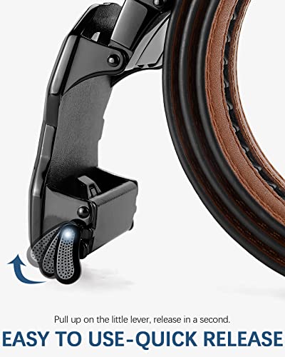 Image of BOSTANTEN Ratchet Belts for Men Leather Trim to Fit 1 3 /8 inch Gift Boxed