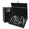 OBALY Weinöffner Korkenzieher Set 7 teiliges Weinflaschen Zubehör Geschenkset Schraubenzieher Weinöffner, Weinstopper, Ausgießer, Folienschneider und extra Schraube in Deluxe Lederbox