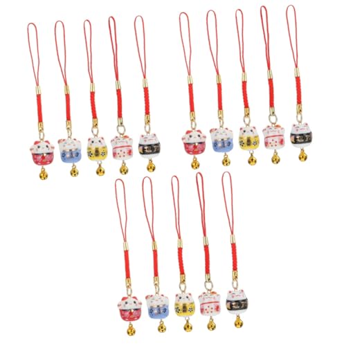 Breloque de téléphone chat porte-bonheur et lanière de portable