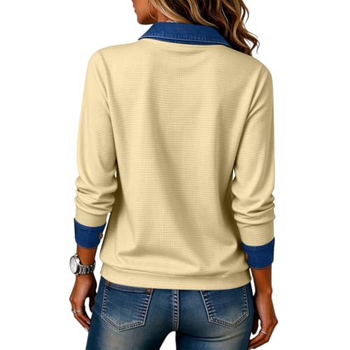 Womens Waffle Knit Tops Long Sleeve Henley Shirt Fall 2026 - image 7