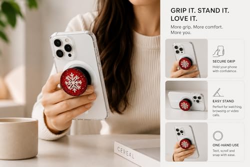 Image of Phone Case Holder | Expanding Kickstand, Mobile Phone Hold Grip for iPhone, Samsung, OnePlus & All Smartphones - Mandala (Red)
