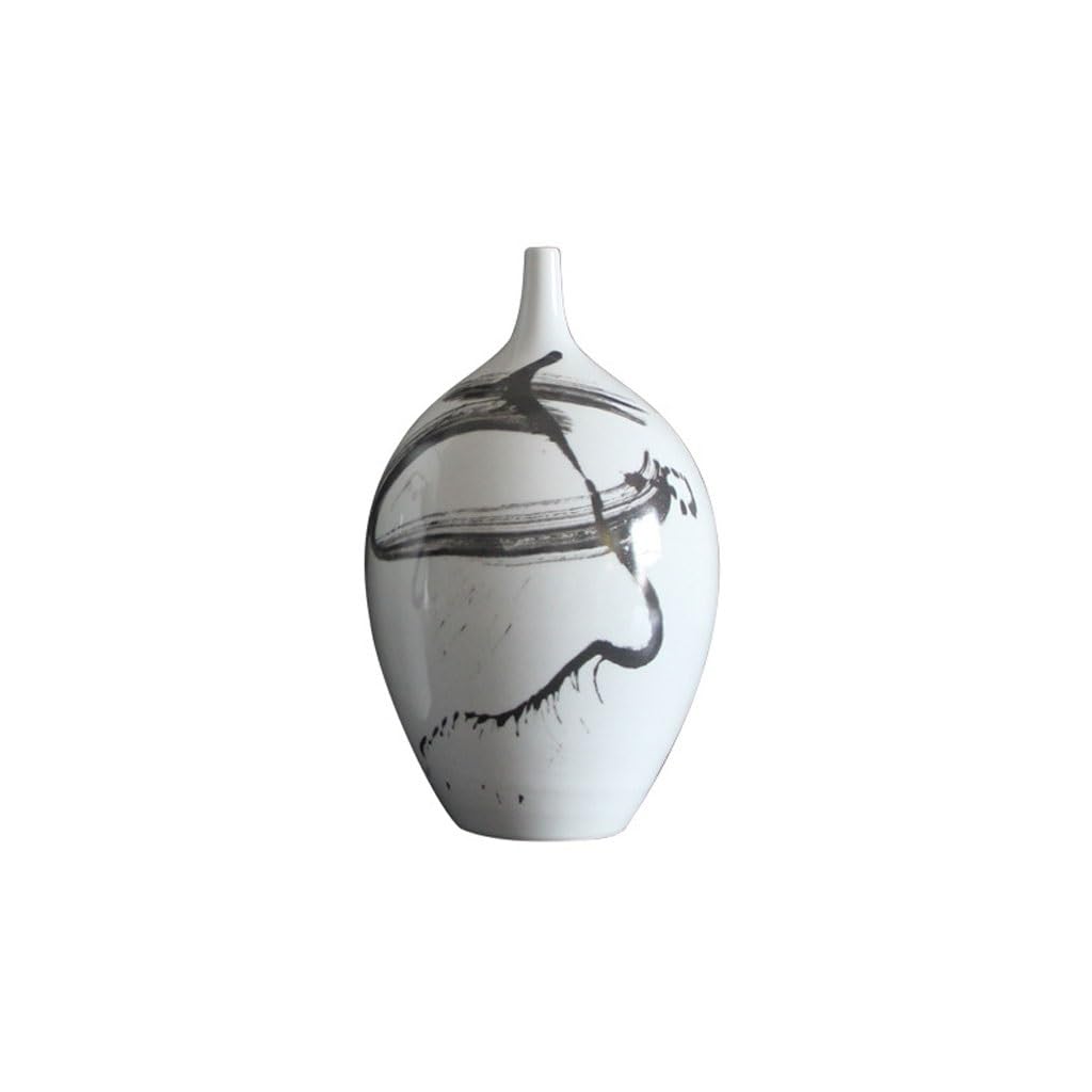 EINES Chinese Creative Small-mouth Ceramic Flower Vase Ornaments Desk Porch Home Arrangement Device(A)