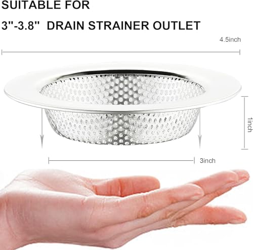 Image of Go Store 2 Pcs Kitchen Sink Strainer Heavy Duty Stainless Steel Strainer Kitchen Drain Basin Basket Filter Stopper Drainer Sink Jali - 11.5 cm, 51 mm