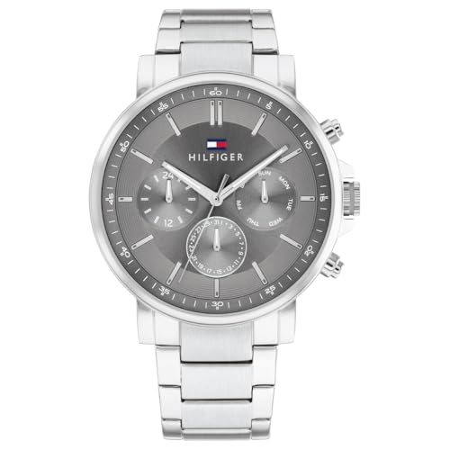 Image of Tommy Hilfiger Multifunction Grey Dial Stainless Steel Strap Watch for Men
