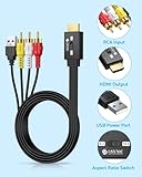 eSynic Upgraded AV to HDMI 1080P Converter with Aspect Switch 4:3/16:9 Composite CVBS RCA to HDMI Adapter for VCR, VHS, DVD ect, NTSC/PAL Support, Built-in RCA HDMI &USB Cable (Male to Male) - Image 7