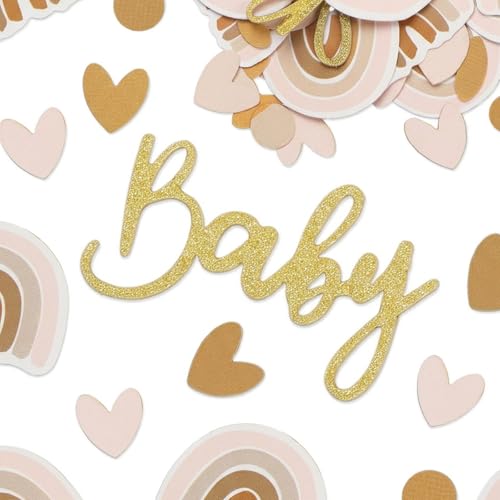 COMOOKA 150 Stück Baby Konfetti Babyparty Deko mit Boho-Regenbogen Motiv