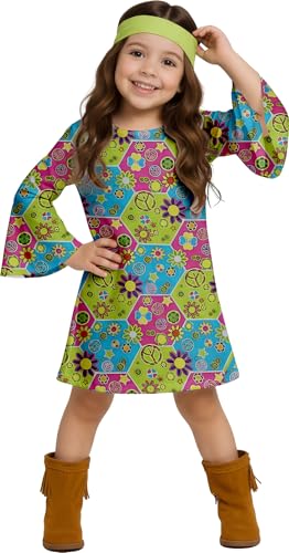 Guirca 85607 Costume Hippie Fille des Fleurs pour Enfants Multicolore 5-6 ans