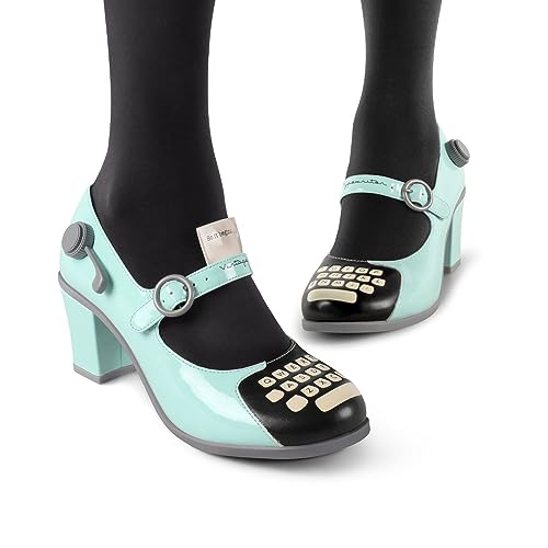 Image of Hot Chocolate Design Artistic Women's Mid Heel Strap Pumps | Block Heel Design, Vegan Faux-Leather Upper, Padded Footbed, Buckle Closure, Occasion Pumps for Women