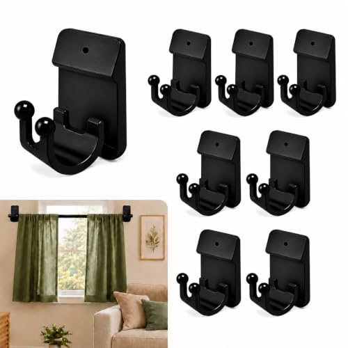 No Drill Curtain Rod Brackets, 8 Pack Self Adhesive Holders for 0.55-0.78in - image 1
