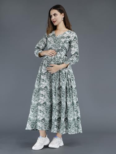 Image of Dhruvi Women's Rayon Anarkali Maternity Dress & Feeding Kurti with Zippers