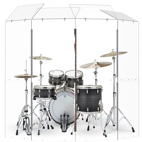 Drum Shield (4 panels with deflectors). Converts to 2ftx6ft. Full-Length Stainless Steel Hinges. Drum Cage for Home, Church, Practice & Performances