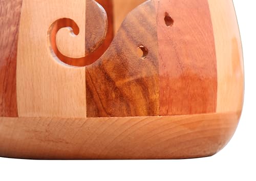 Image of Wooden Yarn Bowl for Knitting Yarn Bowl for Crocheting, Yarn Storage Bowl to Prevent Slipping, Wooden Yarn Holder, Best Gift for Crochet (#Design-5)