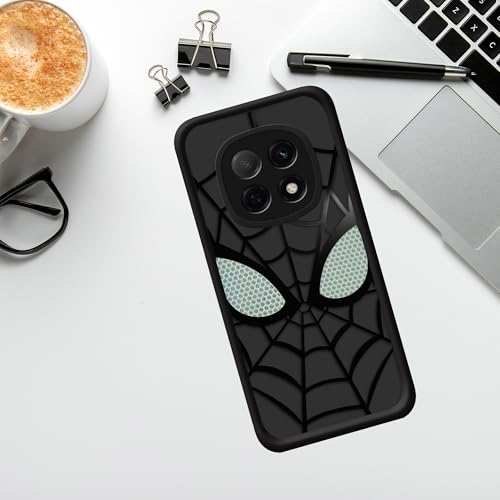 Image of Stylish Spider Back Case Cover Compatible for Oppo F29 5G | Spidey Face Mask Case | Soft Silicone | Camera & Full Body Protection | Shock Proof | (Black)