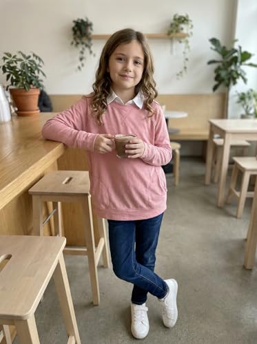 Image of SELINK Girls Big Kids Long Sleeve Striped Color Block Pocket Tees | Casual Loose Fit With Side Pockets,Soft Stretch Polyester Blend For Big Girls Daily&Back To School Wear