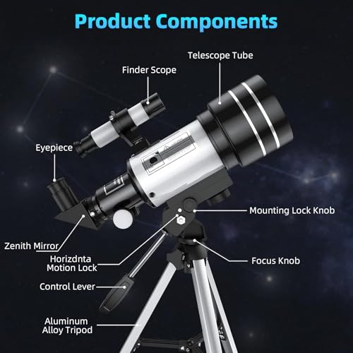Telescopio portátil 70mm con trípode ajustable y adaptador para teléfono miniatura 7