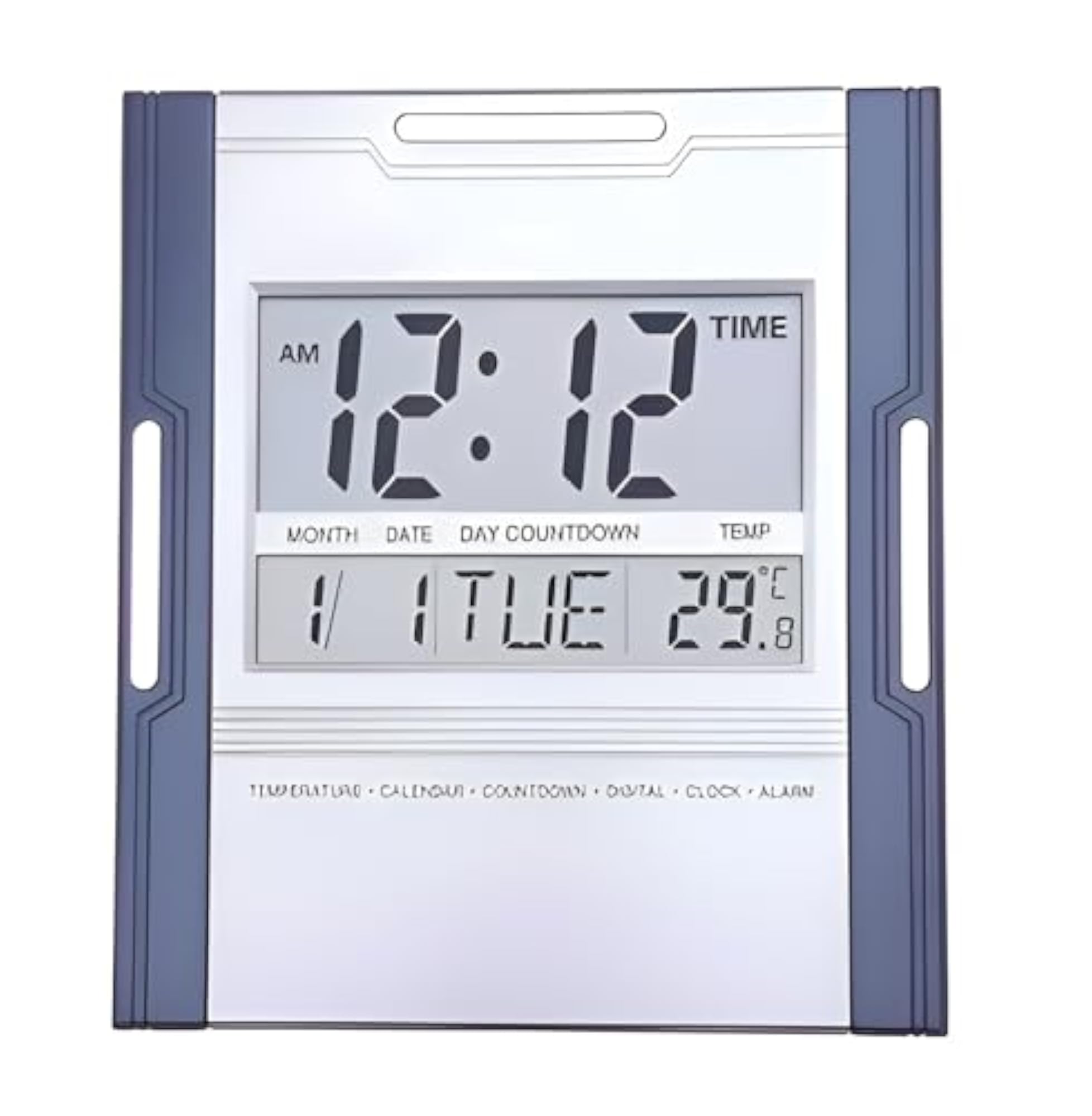 Plastic Digital Wall Clock with Calendar and Temperature