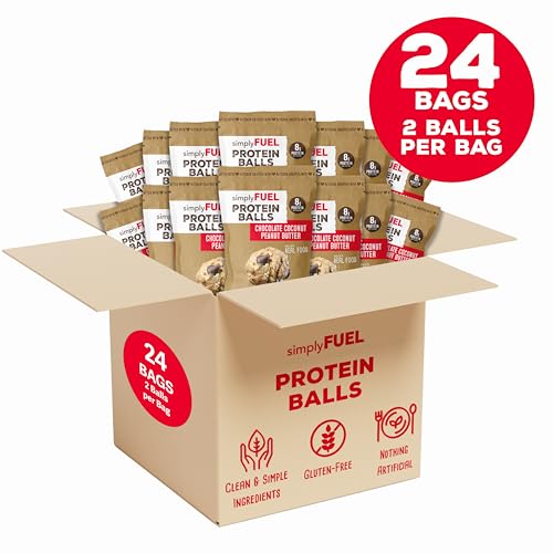 Image of simplyFUEL Whole-Food Protein Balls (Chocolate Coconut Peanut Butter) - 8 g High-Protein, Gluten-Free, Healthy Snack for Adults & Kids (1.6 oz - Pack of 24)