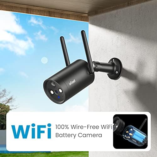 ieGeek 2K Security Camera Outdoor Wireless Battery Operated, Color Night Vision CCTV Camera Systems, WiFi Home Security Camera, PIR Motion Detection, Voice Intercom, Siren Floodlight, Cloud/SD Card
