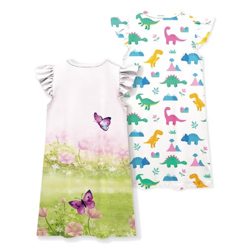 Girls Dress 2PCS Toddler Girl Dress Cute Flower Girl Dress Ruffle Sleeve Cat Dresses for Little Girls 2-12Y2