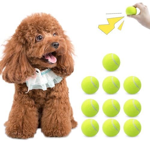 Magicorange 10 Pack Squeaky Mini Tennis Balls, 1.5 inch Small Dog Ball