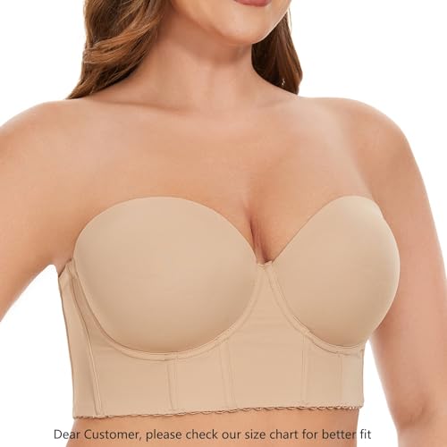 SEA BBOT Women Longline Strapless Bra Full Figure Corset Bra Hide Back Fat2
