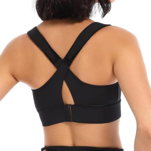 Image of Women's High Impact Sports Bra with Zip Front High Support Wireless Adjustable Plus Size for Large Breasts