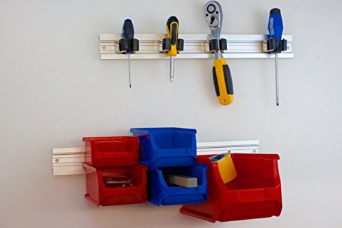 Preisvergleich Produktbild Gerätehalterleiste, Gartenleiste, Ordnungsschiene, Werkzeugaufbewahrung, Werkzeughalter aus Aluminium 480mm