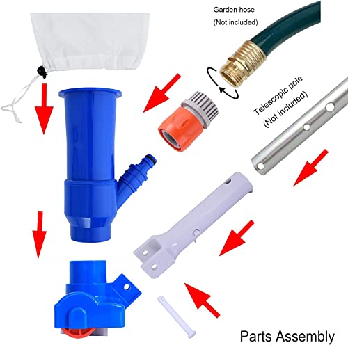 Poolsupplytown Pool Spa Jet Vacuum Cleaner W/ Brush & 48-Inch Poles, Ideal For Frame Aboveground/Inflatable Pool, Spa, Hot Tub, Pond, Fountain Vacuuming, No Electric Power Needed, Use Water Pressure From Garden Hose To Vacuum (Optional, A Telescopic Pool Pole Can Be Used With This Vacuum) #TOP4
