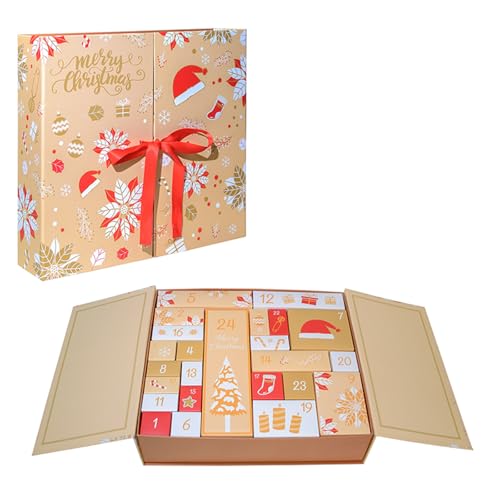 Christmas Boxes Empty Advent Calendar to Fill Yourself 24 Days Countdown Christmas Calendar Packaging Empty Boxes Fillable Countdown Advent Calendars Surprise Gift Box DIY Friendly Gifts for Kid Adult