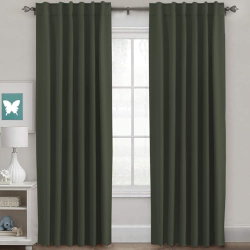 Image of H.VERSAILTEX Blackout Curtains Thermal Insulated Window Treatment Panels Room Darkening Blackout Drapes for Living Room Back Tab /Rod Pocket Bedroom Draperies (2 Panels, Olive, 52 x 84 Inch)