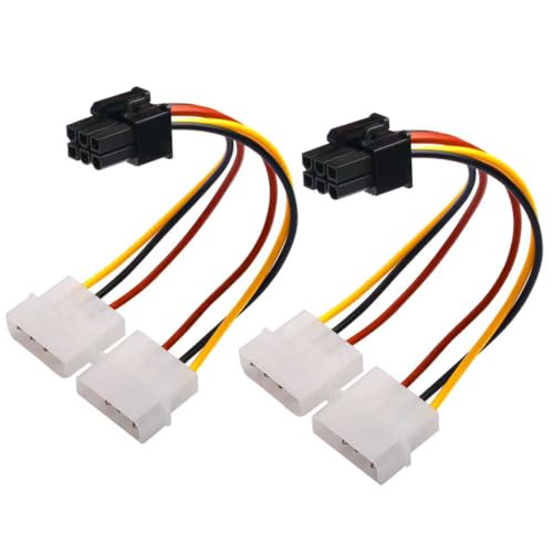 ELFJMZP Lot de 2 câbles d'alimentation Dual Molex 4 broches vers 6 broches ATX GPU 12 cm
