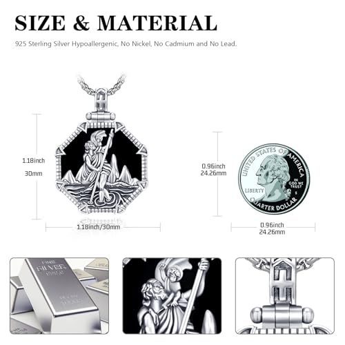 Saint Necklace 925 Sterling Silver St Necklace Amulet Pendant Jewelry Religious Gift for Men Women4