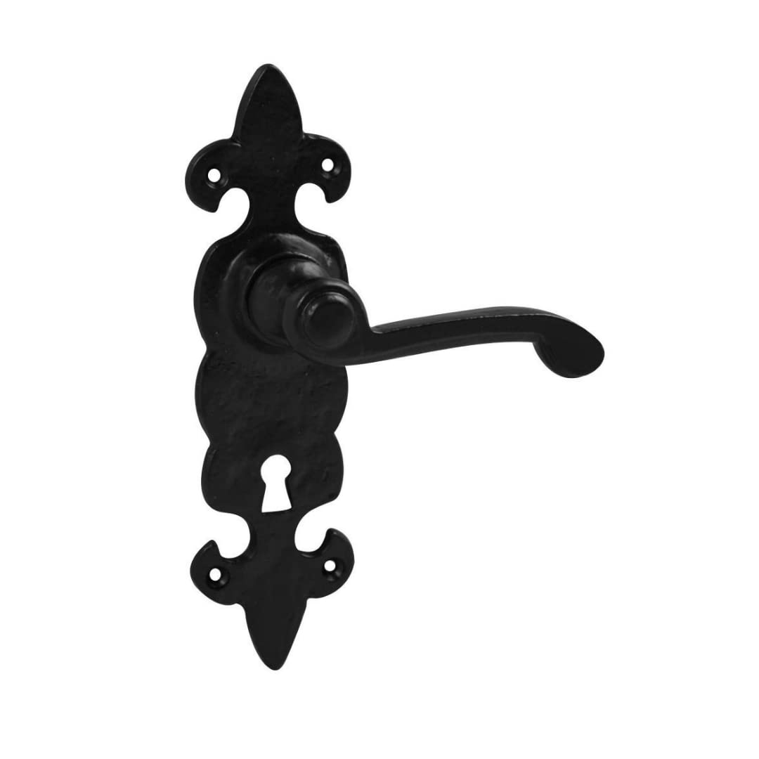 VIBE DUROSIL Fleur de LYS Lever Lock on Black Antique Door Handle DUROSIL Fleur de LYS Lever Lock on Black Antique for Internal Doors