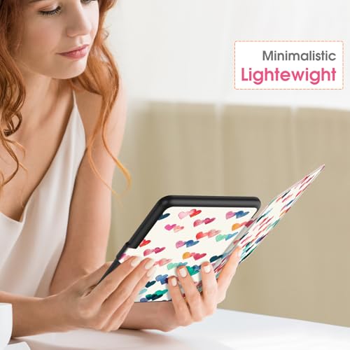 Image of Fintie Case for 7 inch All-New Kindle Paperwhite (12th Generation, 2024) and Kindle Colorsoft Signature Edition - Slim Lightweight Shell PU Leather Protective Cover with Auto Sleep /Wake, Raining Hearts